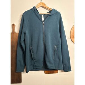 Athleta Teal Raglan Long Sleeve Double-Zip Hooded Prospect Jacket Size Medium